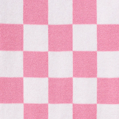 Pink Checker Baby Knit Button Romper