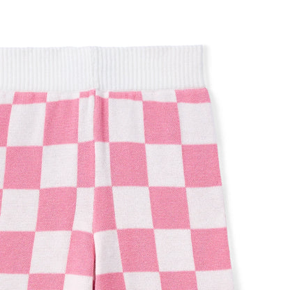 Pink Checker Knit Jogger Pants