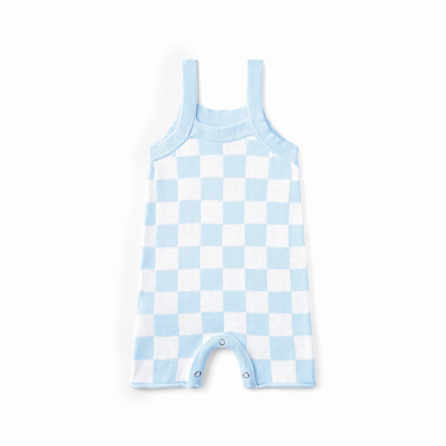 Blue Checker Baby Knit Playsuit