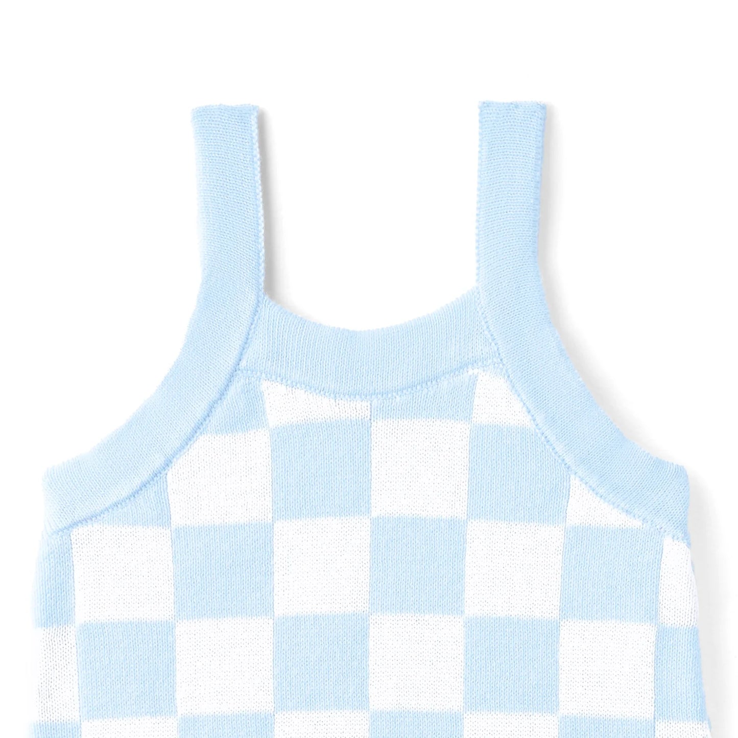 Blue Checker Baby Knit Playsuit