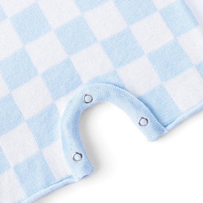 Blue Checker Baby Knit Playsuit