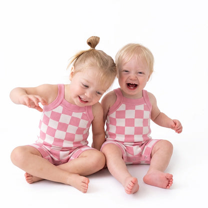 Pink Checker Baby Knit Playsuit