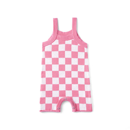 Pink Checker Baby Knit Playsuit