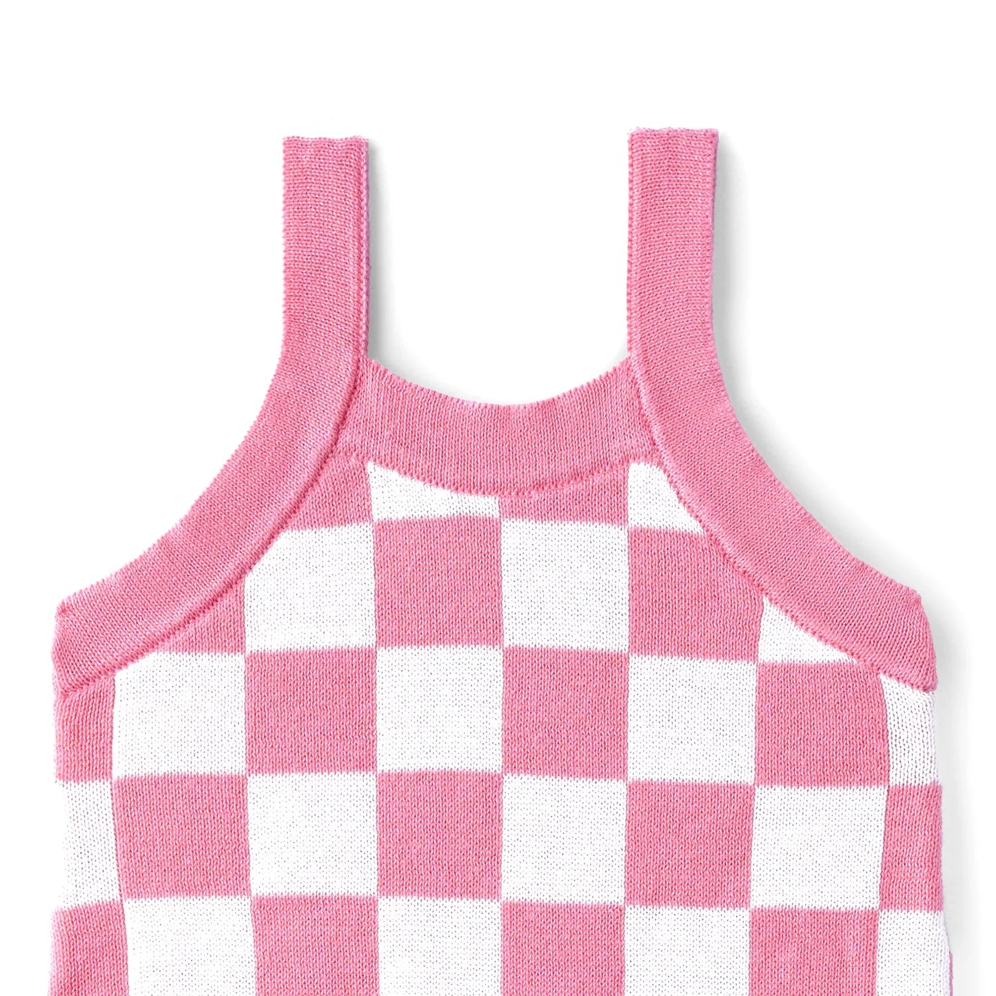 Pink Checker Baby Knit Playsuit