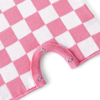 Pink Checker Baby Knit Playsuit