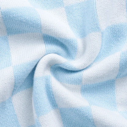 Blue Checker Knit Jogger Pants