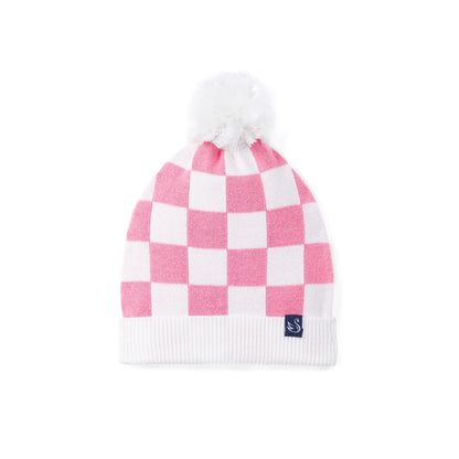 Pink Checker Baby Knit Beanie