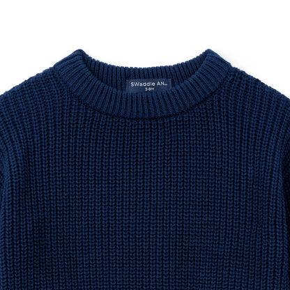Classic Knit Baby Sweater in Navy