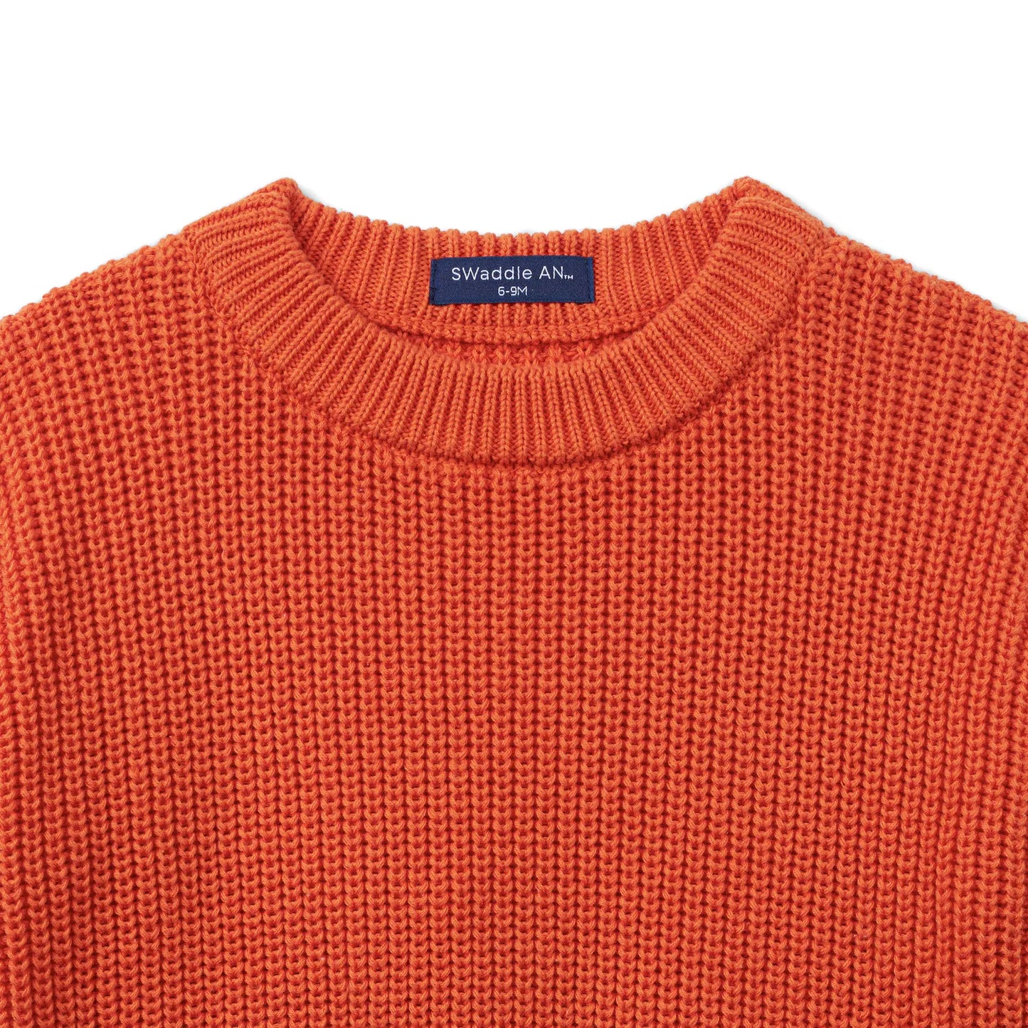 Classic Knit Baby Sweater in Orange Rust