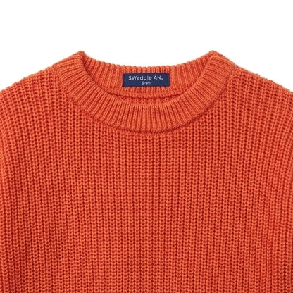 Classic Knit Baby Sweater in Orange Rust