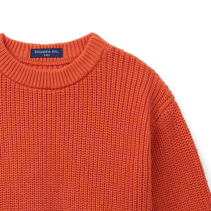 Classic Knit Baby Sweater in Orange Rust