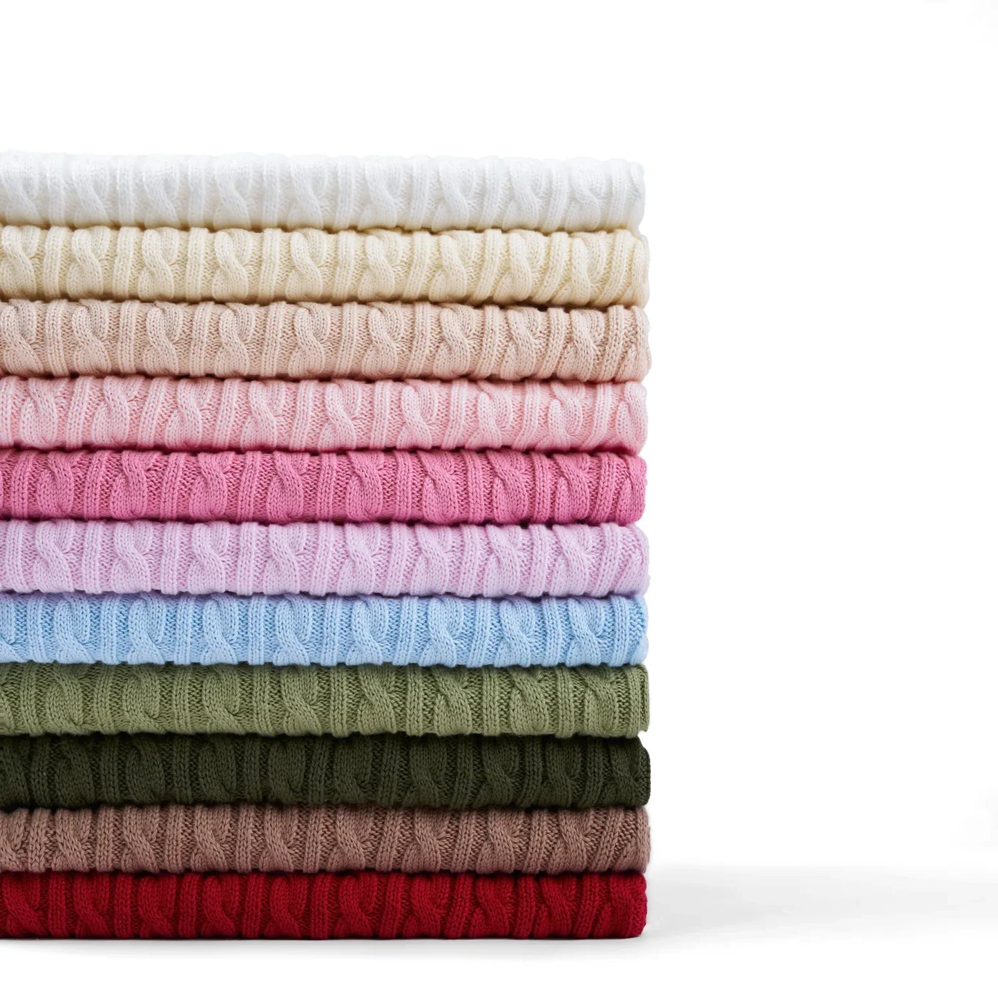 Classic Cable Knit Baby Sweater in White