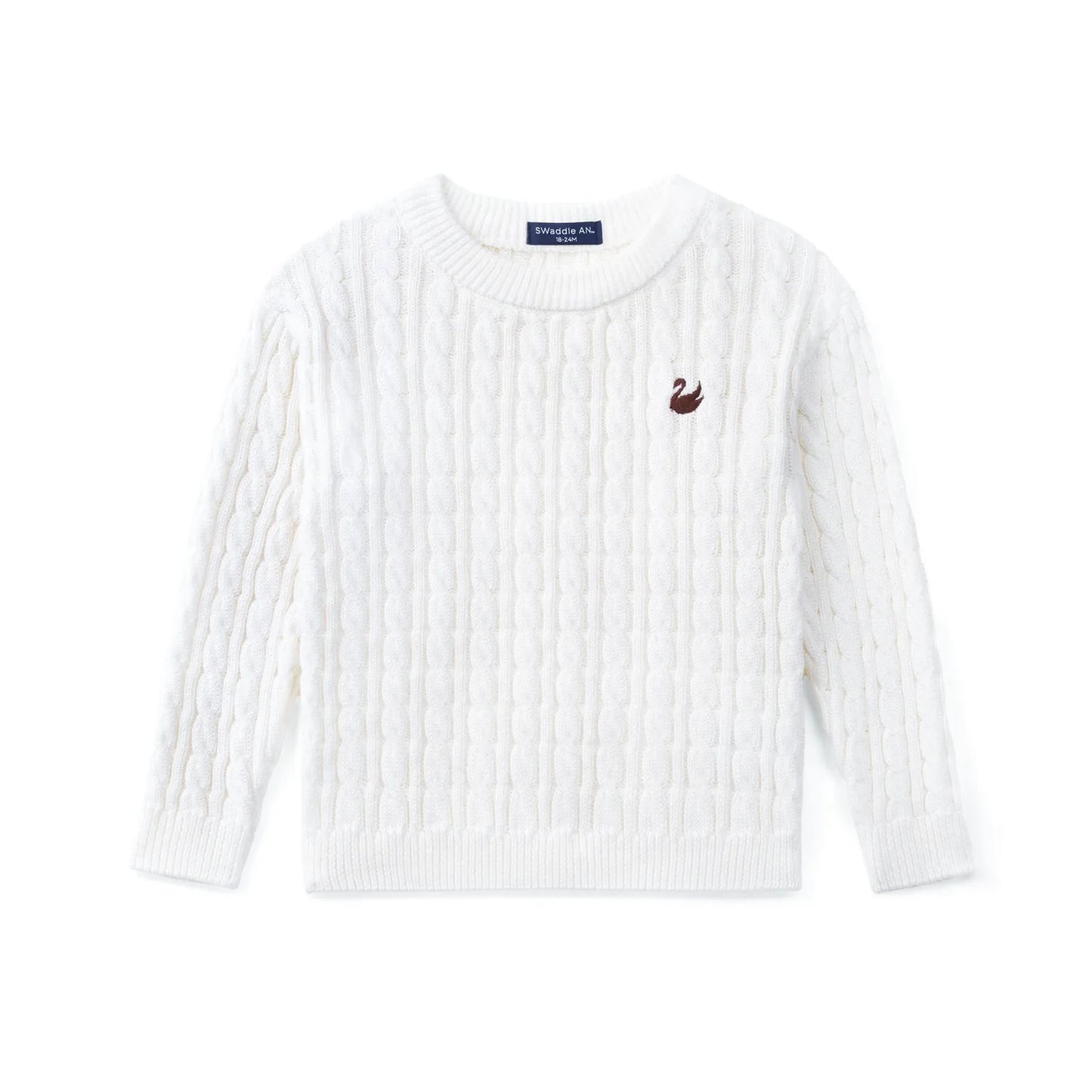 Classic Cable Knit Baby Sweater in White