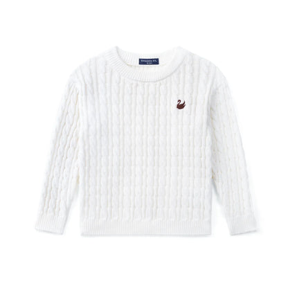Classic Cable Knit Baby Sweater in White