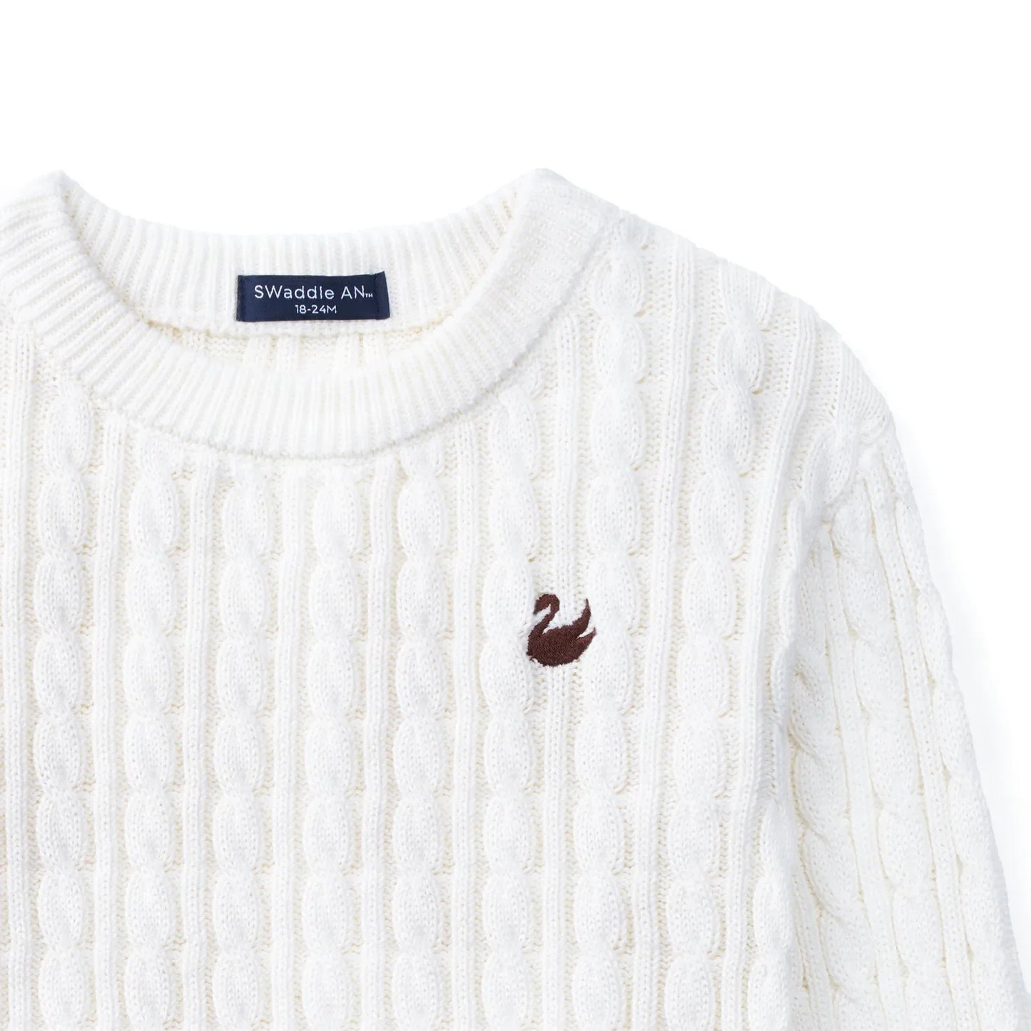 Classic Cable Knit Baby Sweater in White