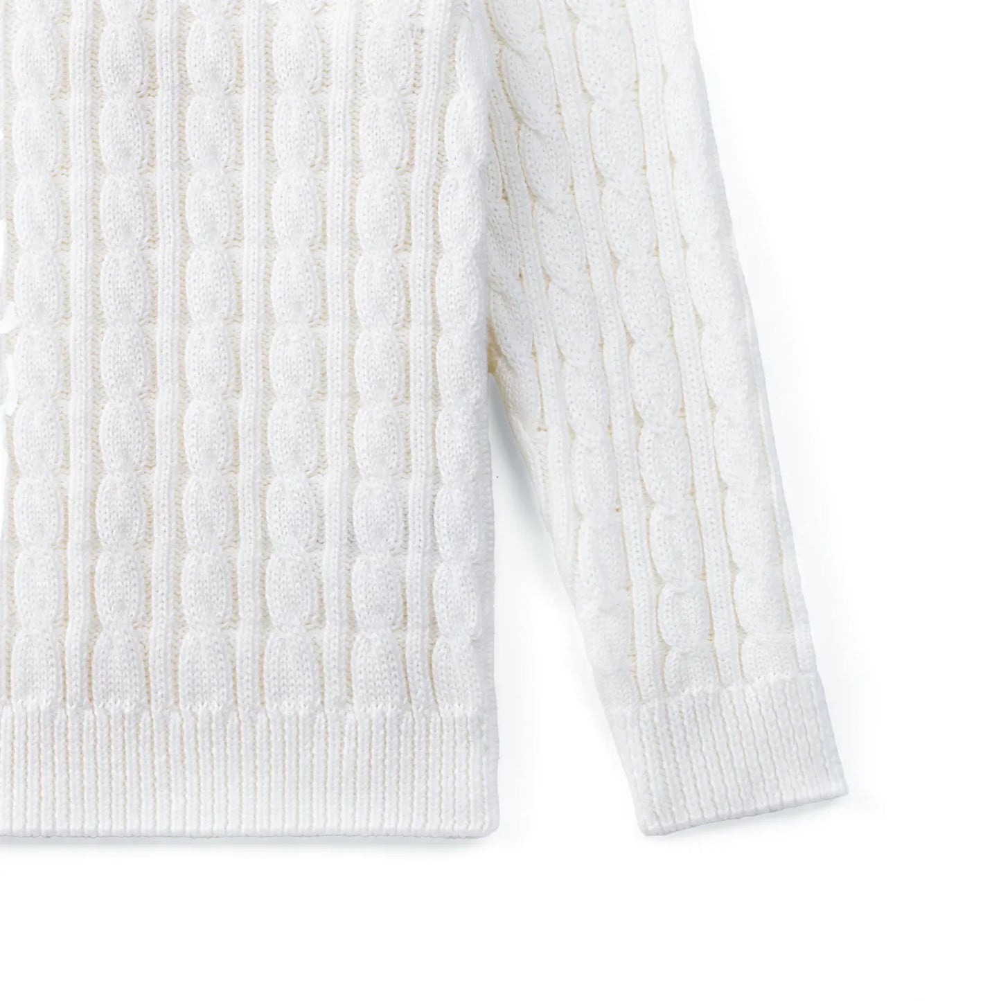 Classic Cable Knit Baby Sweater in White