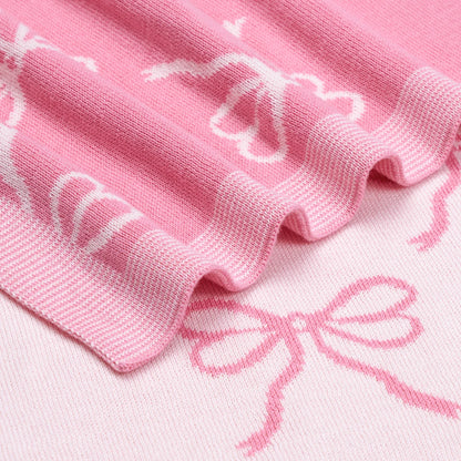 Coquette Bow Jacquard Knit Baby Blanket
