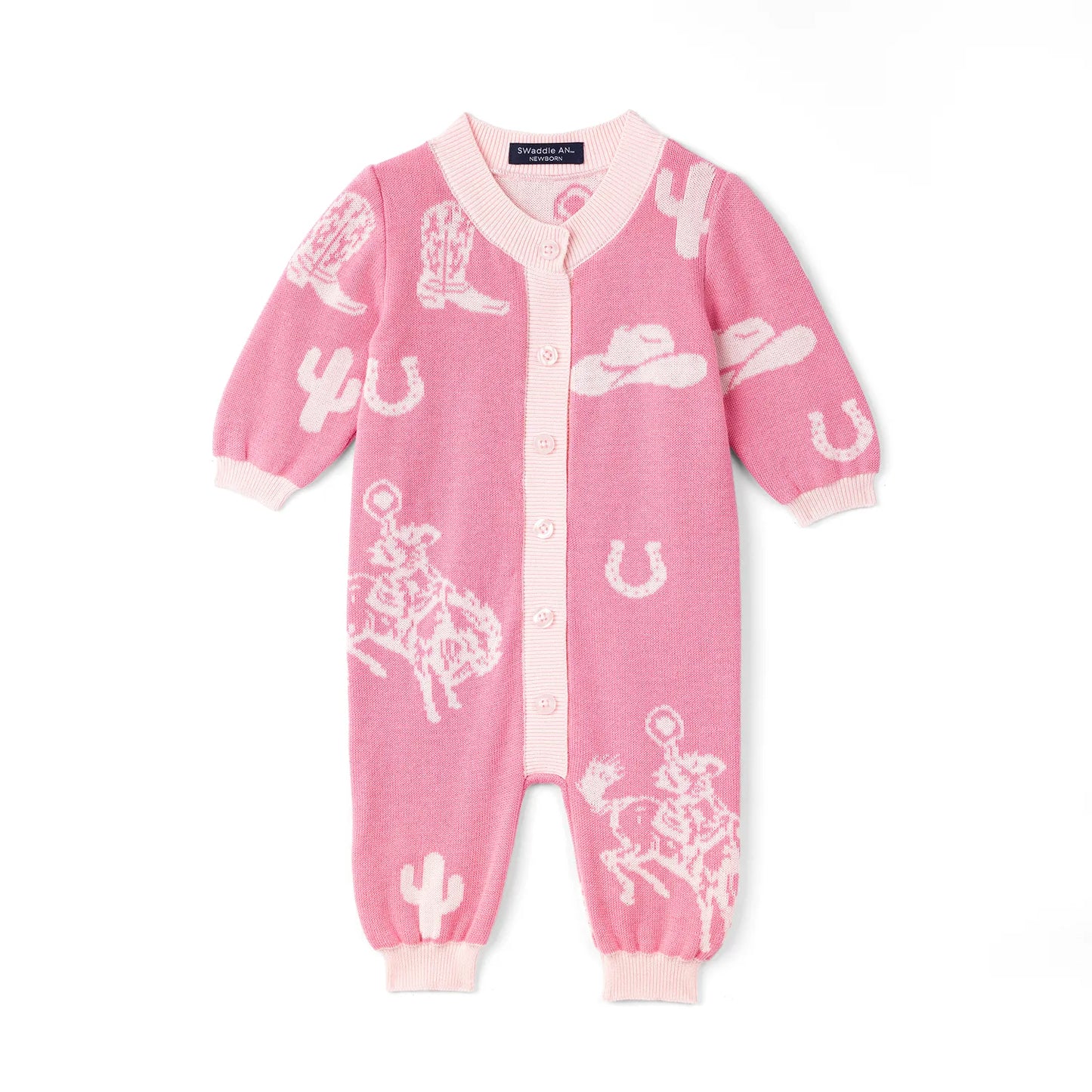 Cowgirl Baby Knit Button Romper