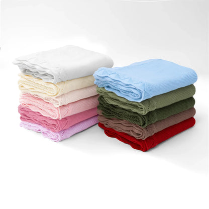 Heirloom Lace Knit Baby Blanket in Pink