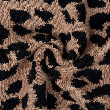 Leopard Baby Knit Button Romper