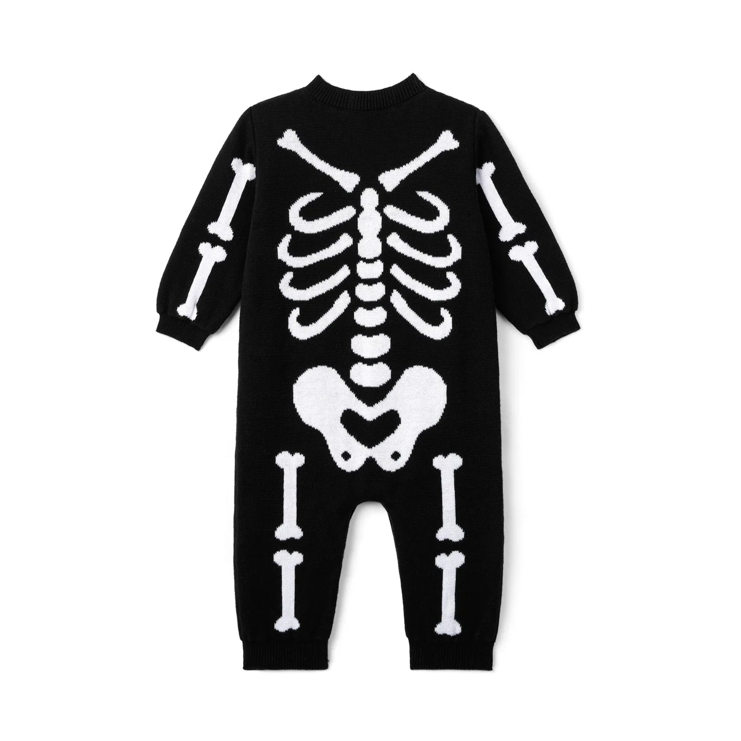 Skeleton Halloween Long Sleeve Knit Baby Romper