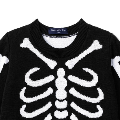Skeleton Halloween Long Sleeve Knit Baby Romper
