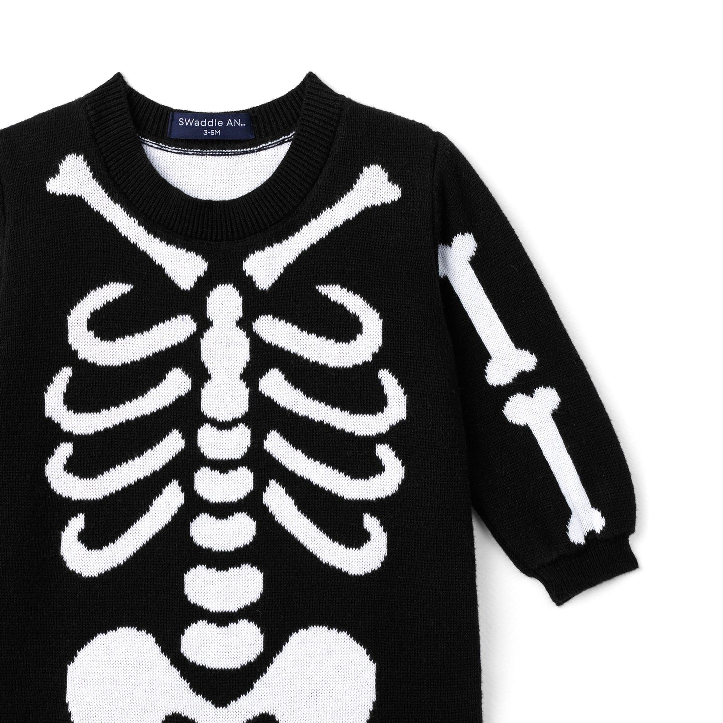 Skeleton Halloween Long Sleeve Knit Baby Romper