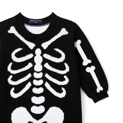 Skeleton Halloween Long Sleeve Knit Baby Romper