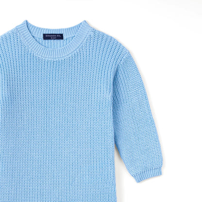 Baby Knit Romper Snap Closure in Baby Blue