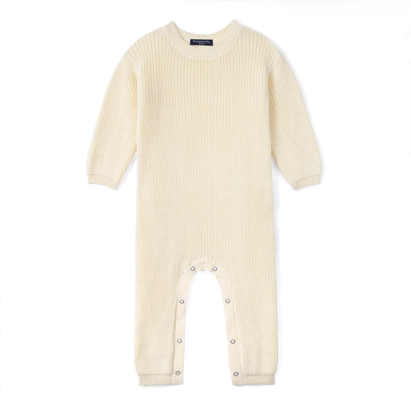 Baby Knit Romper Snap Closure in Cream