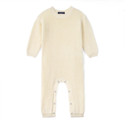 Baby Knit Romper Snap Closure in Cream