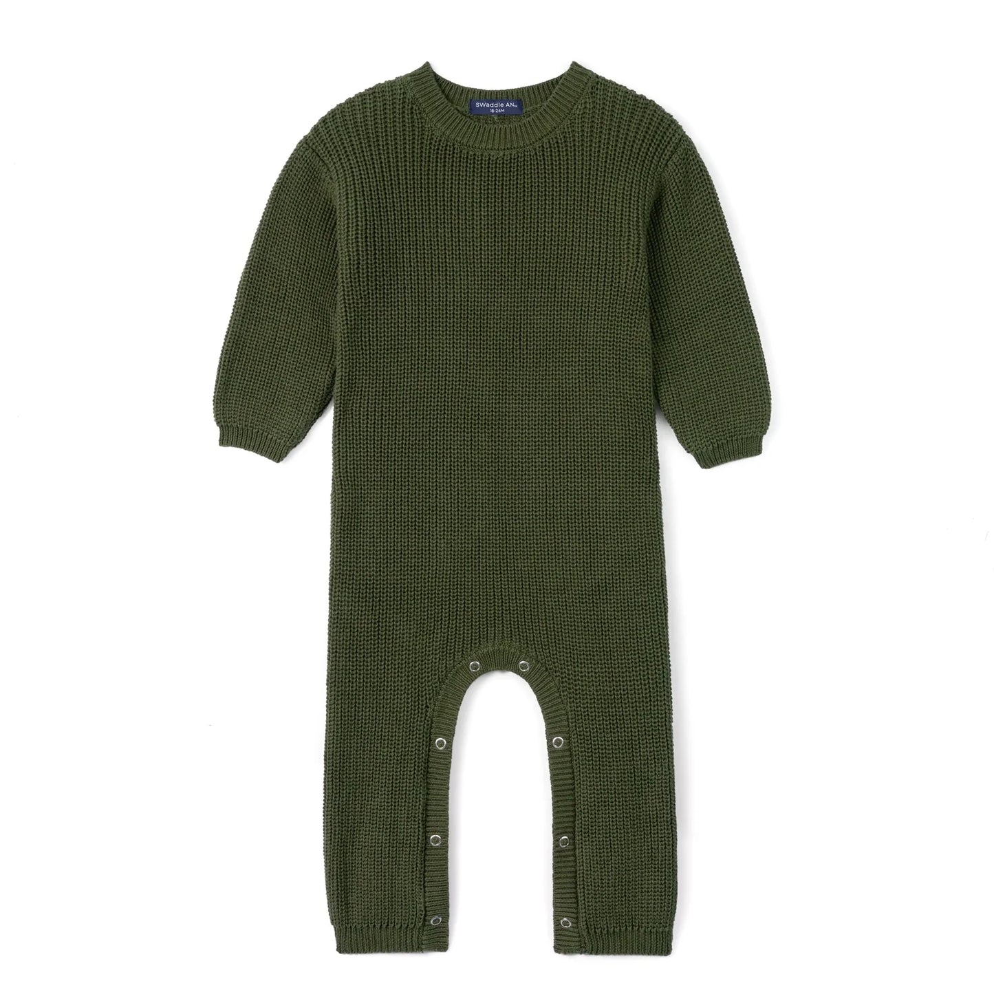 Baby Knit Romper Snap Closure in Forest Green