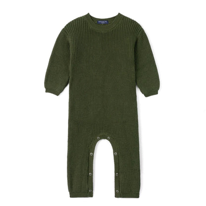 Baby Knit Romper Snap Closure in Forest Green