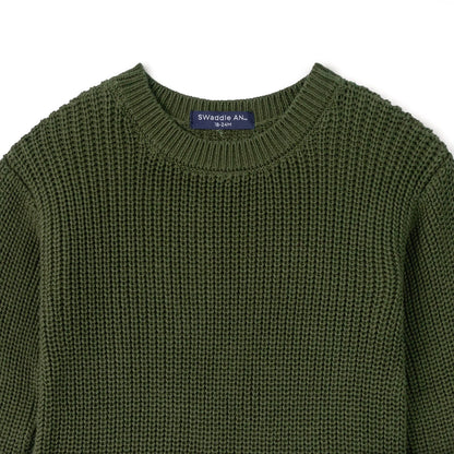 Baby Knit Romper Snap Closure in Forest Green