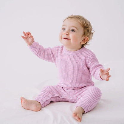 Baby Knit Romper Snap Closure in Lilac