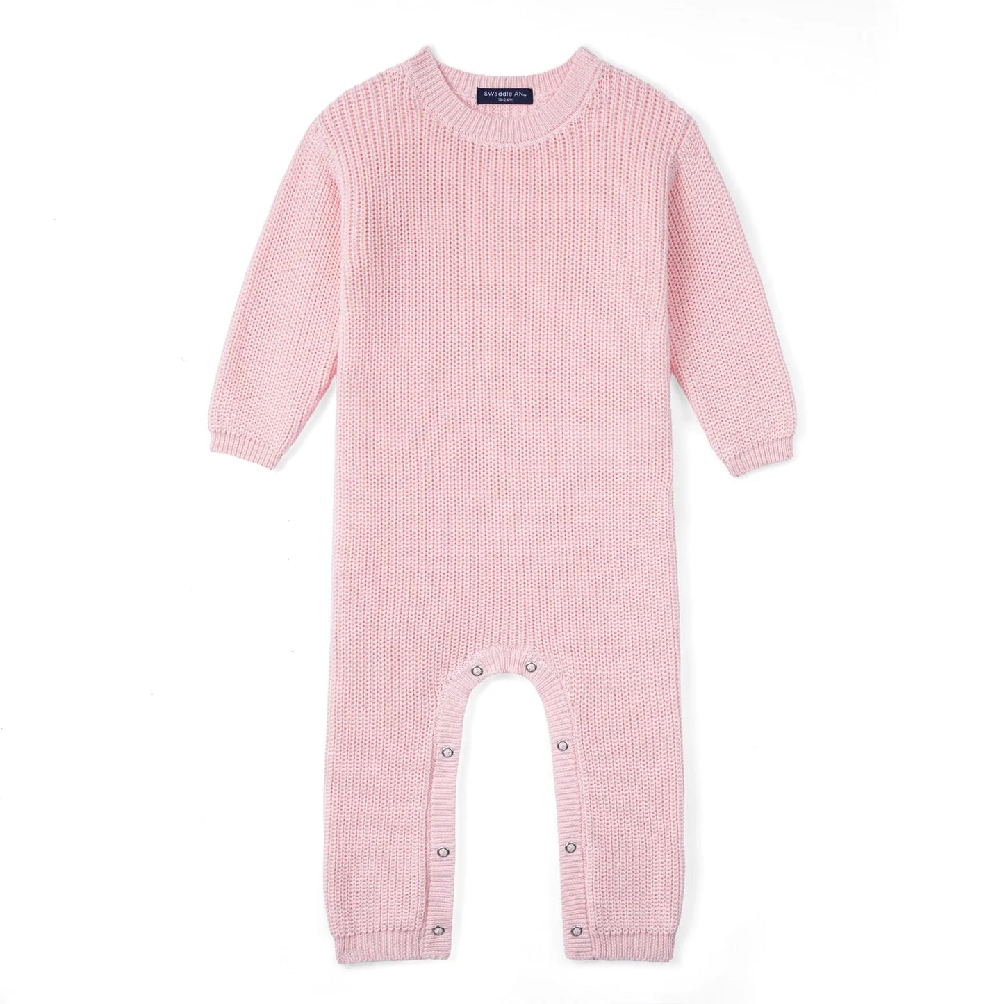 Baby Knit Romper Snap Closure in Pink