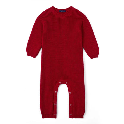 Baby Knit Romper Snap Closure in Red Xmas