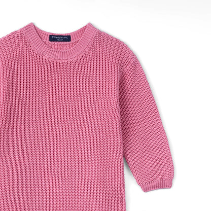 Baby Knit Romper Snap Closure in Rose Pink