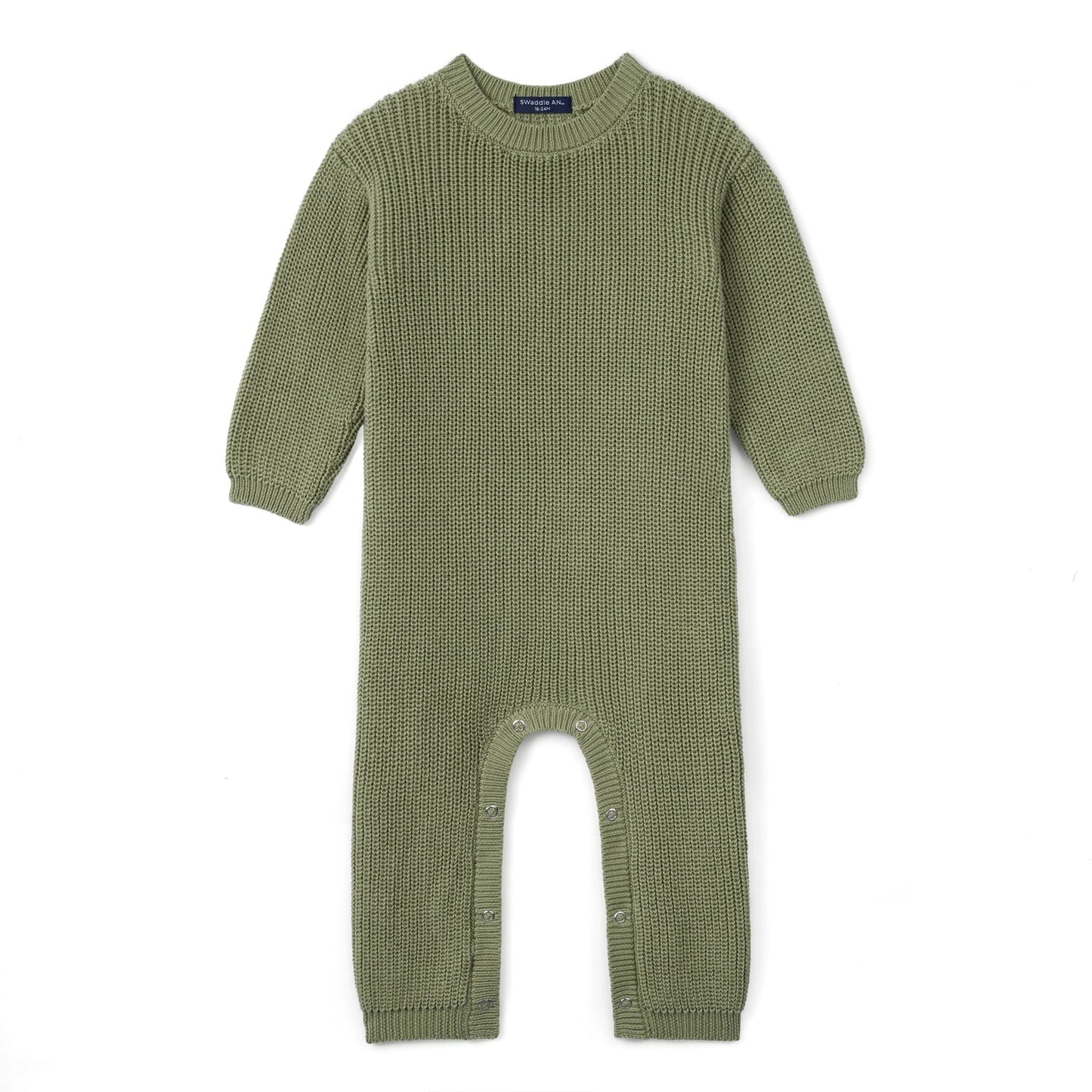 Baby Knit Romper Snap Closure in Sage Green