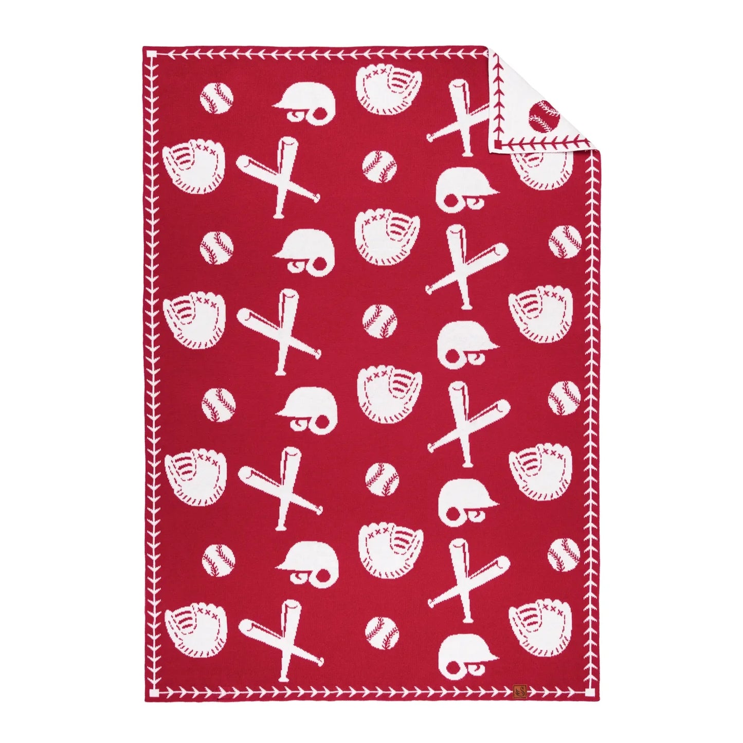 Baseball Jacquard Knit Baby Blanket