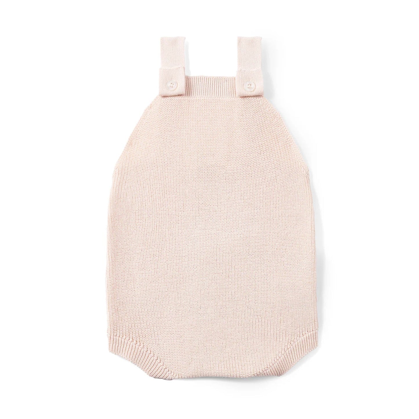 Baby Knit Button Strap Romper in Beige