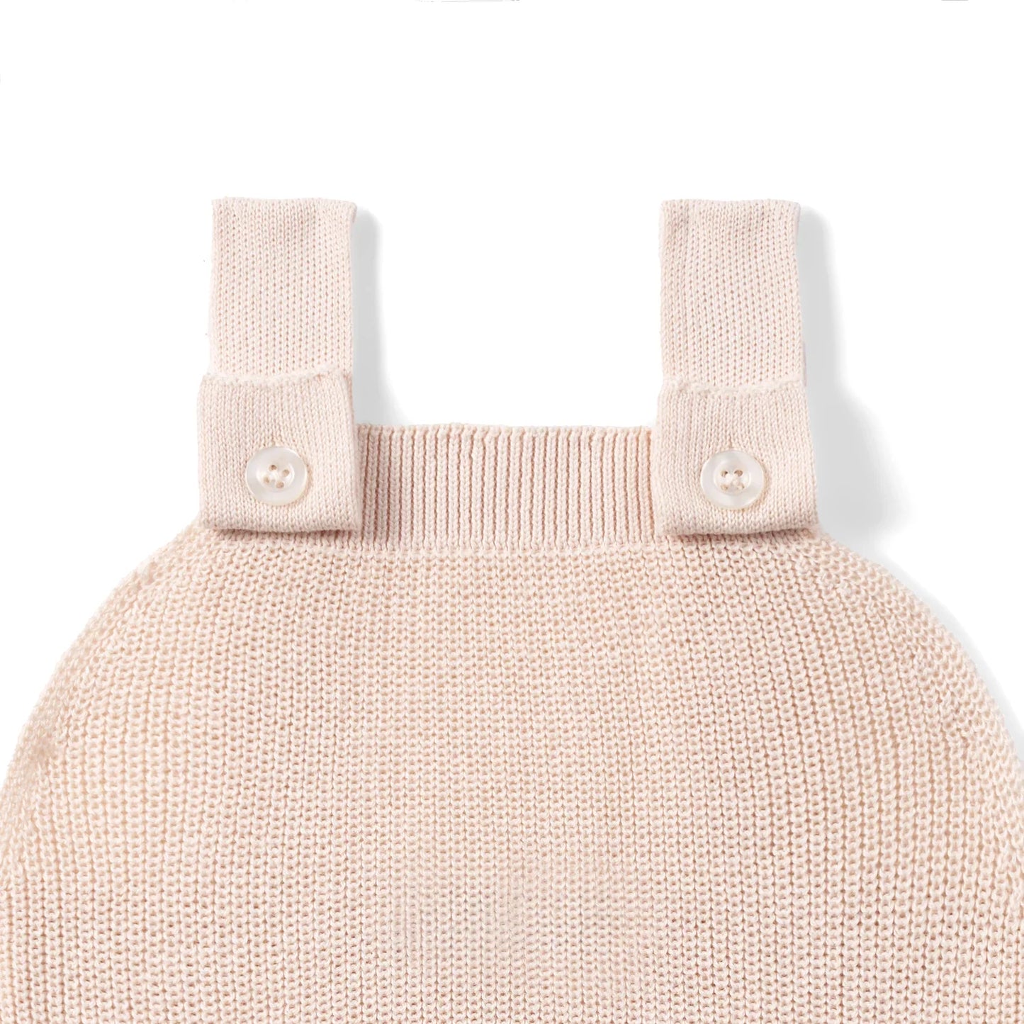 Baby Knit Button Strap Romper in Beige