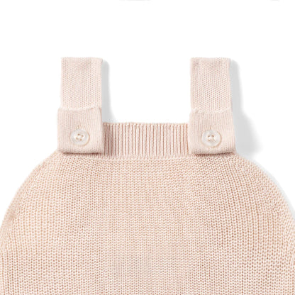 Baby Knit Button Strap Romper in Beige