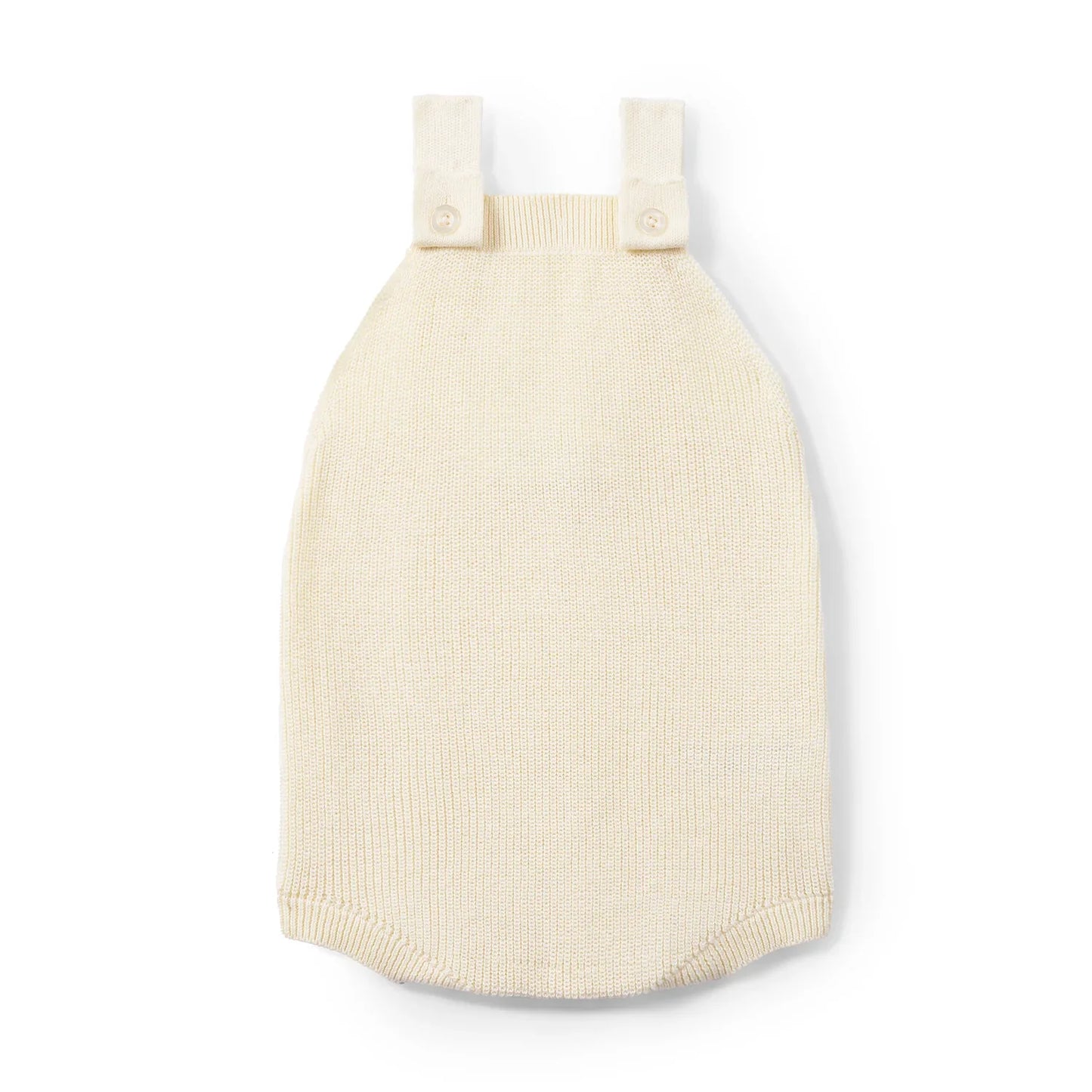 Baby Knit Button Strap Romper in Cream