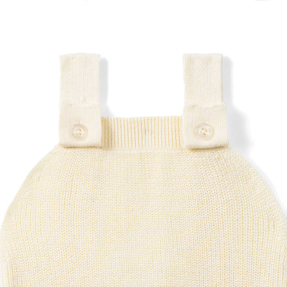 Baby Knit Button Strap Romper in Cream