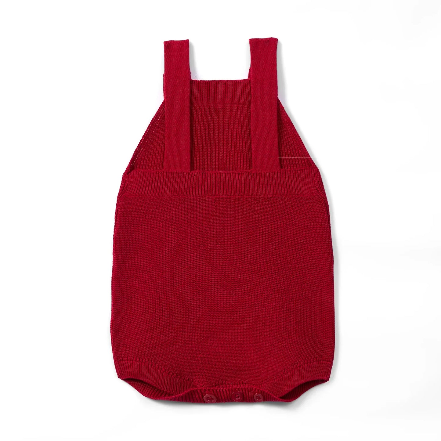Baby Knit Button Strap Romper in Red Xmas