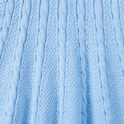 Cable Knit Polo Dress in Baby Blue