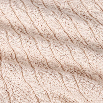 Cable Knit Polo Dress in Beige