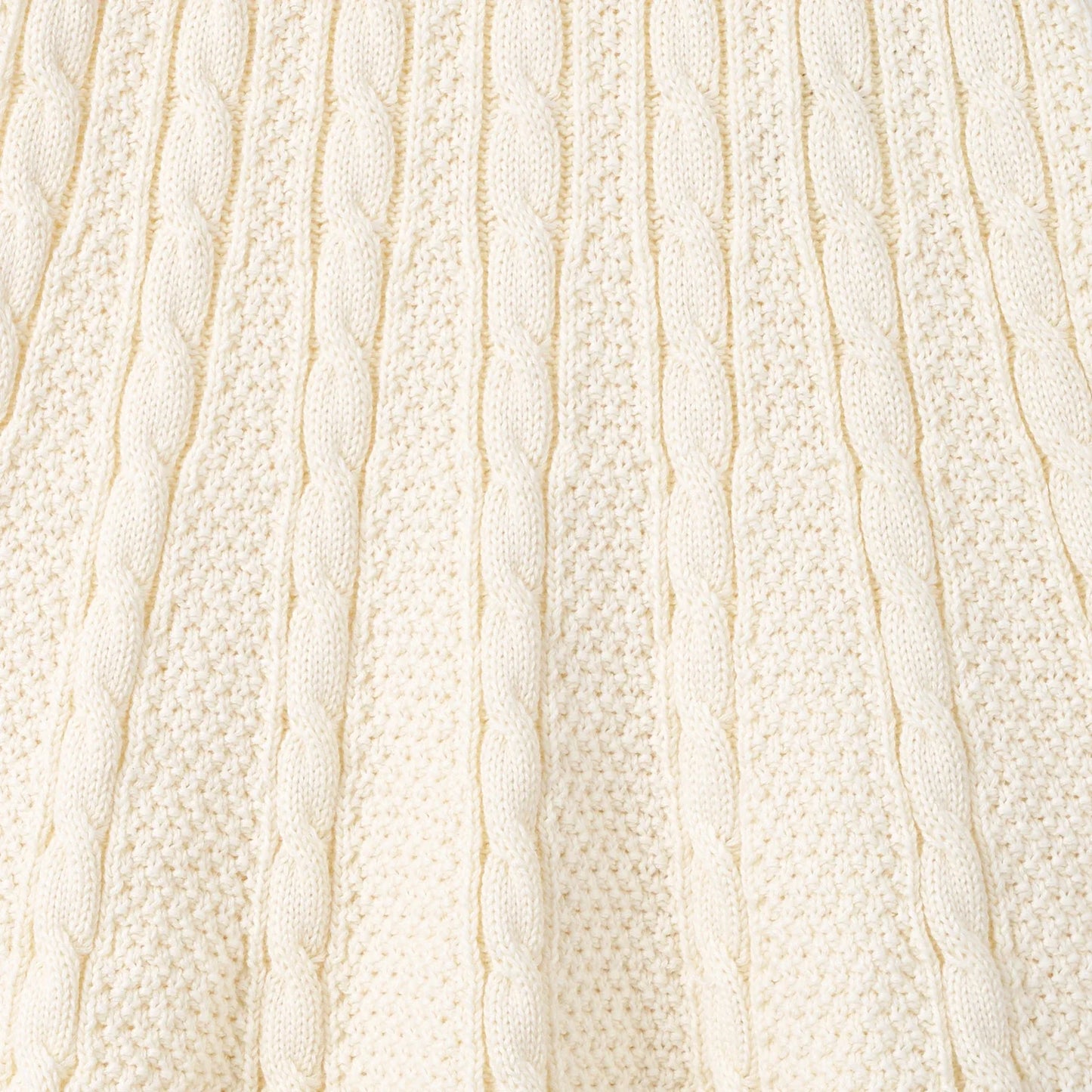 Cable Knit Polo Dress in Cream