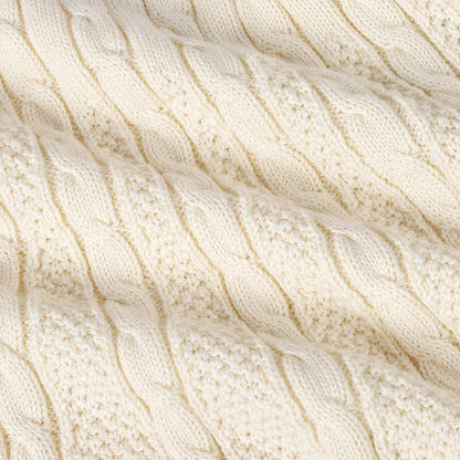 Cable Knit Polo Dress in Cream